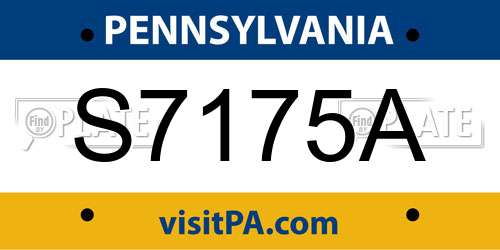 S7175A Pennsylvania License Plate