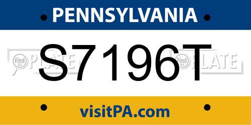S7196T Pennsylvania License Plate