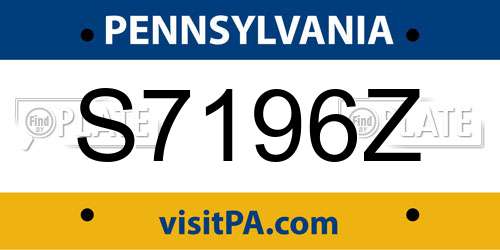 S7196Z Pennsylvania License Plate