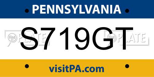 S719GT Pennsylvania License Plate