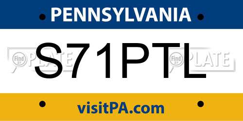 S71PTL Pennsylvania License Plate