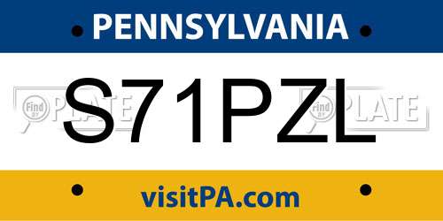 S71PZL Pennsylvania License Plate