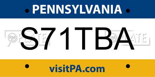 S71TBA Pennsylvania License Plate