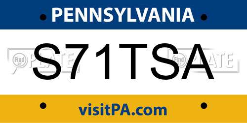 S71TSA Pennsylvania License Plate