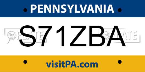 S71ZBA Pennsylvania License Plate
