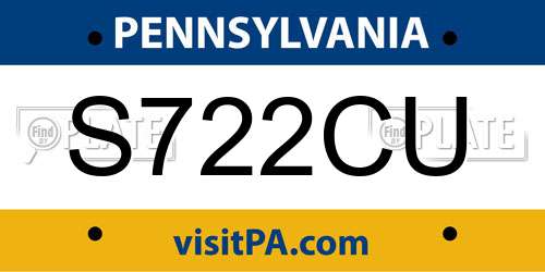 S722CU Pennsylvania License Plate
