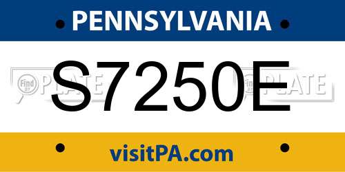 S7250E Pennsylvania License Plate