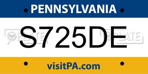 S725DE Pennsylvania License Plate