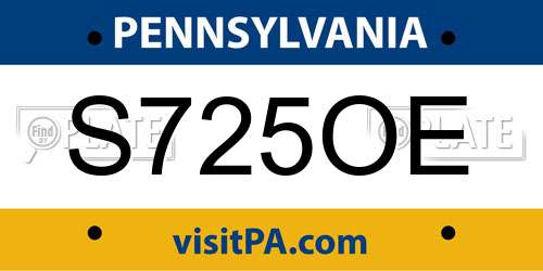 S725OE Pennsylvania License Plate
