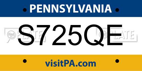 S725QE Pennsylvania License Plate