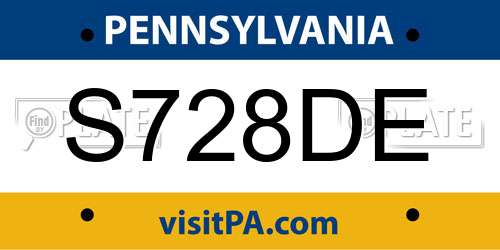 S728DE Pennsylvania License Plate