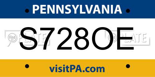 S728OE Pennsylvania License Plate