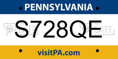 S728QE Pennsylvania License Plate