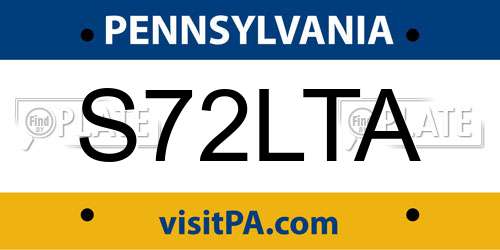 S72LTA Pennsylvania License Plate