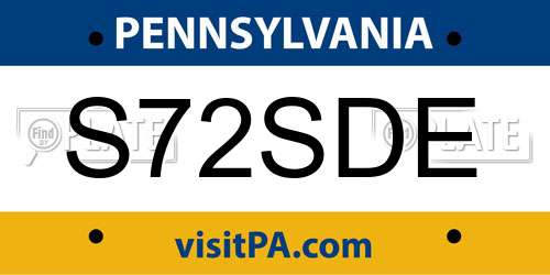 S72SDE Pennsylvania License Plate