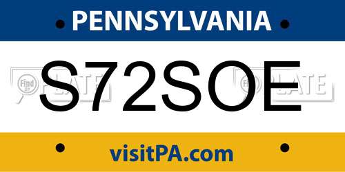 S72SOE Pennsylvania License Plate