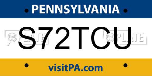 S72TCU Pennsylvania License Plate