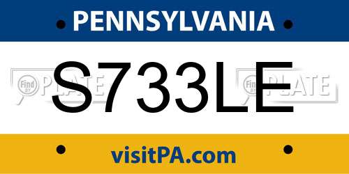 S733LE Pennsylvania License Plate