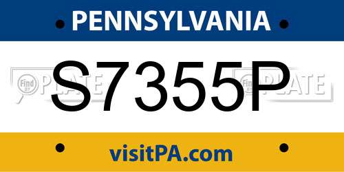 S7355P Pennsylvania License Plate