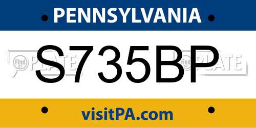 S735BP Pennsylvania License Plate