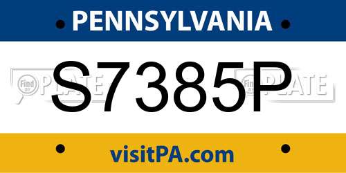 S7385P Pennsylvania License Plate