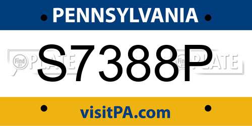 S7388P Pennsylvania License Plate