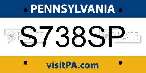 S738SP Pennsylvania License Plate