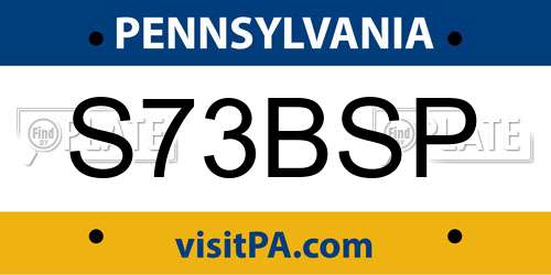 S73BSP Pennsylvania License Plate