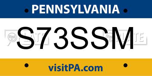 S73SSM Pennsylvania License Plate