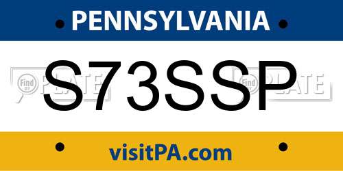 S73SSP Pennsylvania License Plate