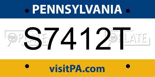 S7412T Pennsylvania License Plate