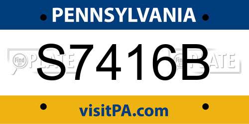 S7416B Pennsylvania License Plate