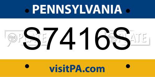 S7416S Pennsylvania License Plate