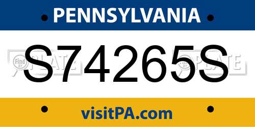 S74265S Pennsylvania License Plate
