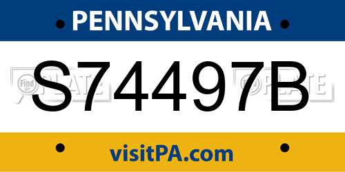 S74497B Pennsylvania License Plate