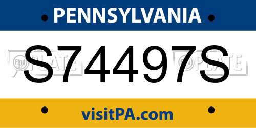 S74497S Pennsylvania License Plate