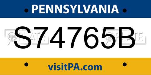 S74765B Pennsylvania License Plate