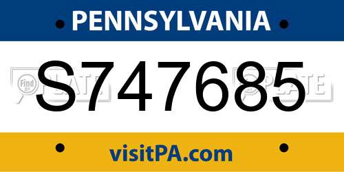 S747685 Pennsylvania License Plate