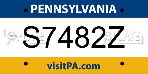 S7482Z Pennsylvania License Plate