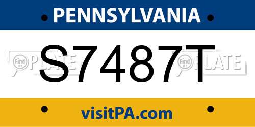 S7487T Pennsylvania License Plate