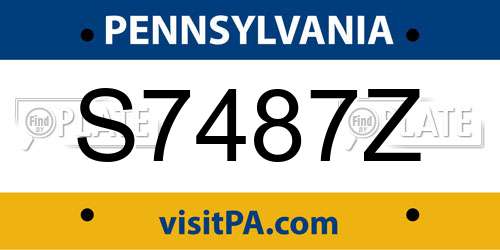 S7487Z Pennsylvania License Plate