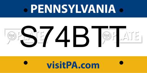S74BTT Pennsylvania License Plate