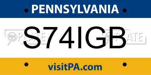 S74IGB Pennsylvania License Plate