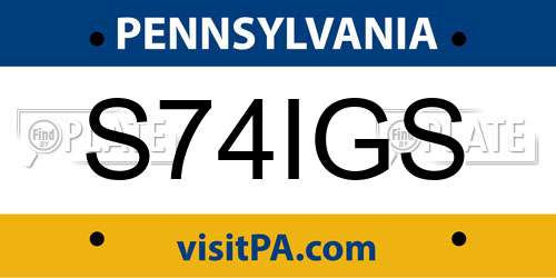 S74IGS Pennsylvania License Plate