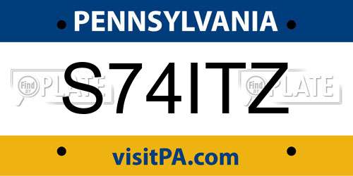 S74ITZ Pennsylvania License Plate