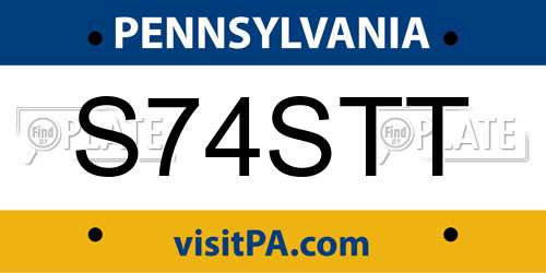 S74STT Pennsylvania License Plate