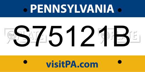 S75121B Pennsylvania License Plate