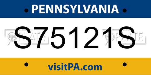 S75121S Pennsylvania License Plate
