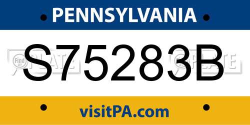 S75283B Pennsylvania License Plate