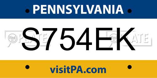 S754EK Pennsylvania License Plate